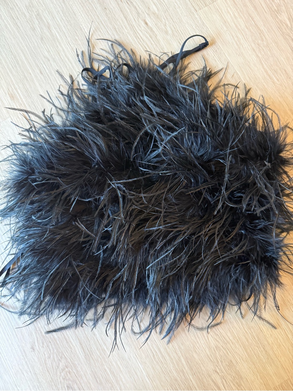 Antonio Melani Ostrich Feather Top Sz Sz 0 Black - Picture 2 of 4